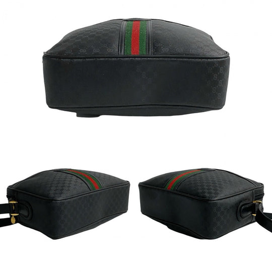 GUCCI Shoulder Bag leather black Sherry line Old Gucci