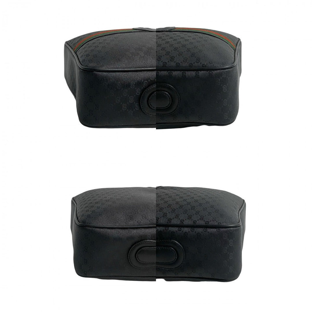 GUCCI Shoulder Bag leather black Sherry line Old Gucci