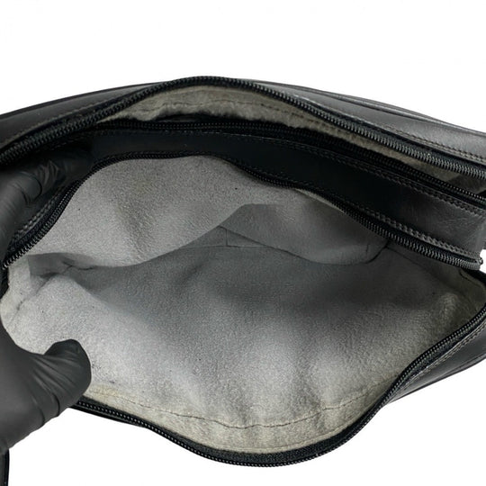 GUCCI Shoulder Bag leather black Sherry line Old Gucci