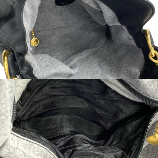 GUCCI Shoulder Bag leather black Bamboo
