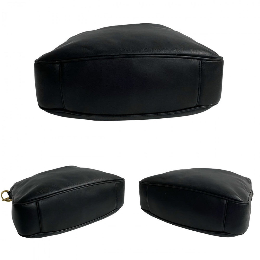 GUCCI Shoulder Bag leather black Bamboo