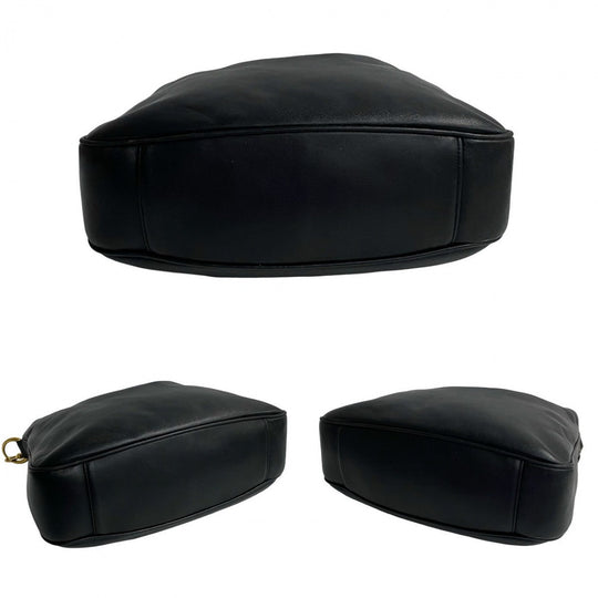 GUCCI Shoulder Bag leather black Bamboo