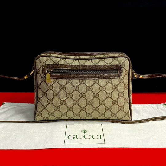 GUCCI Shoulder Bag leather Brown Old Gucci
