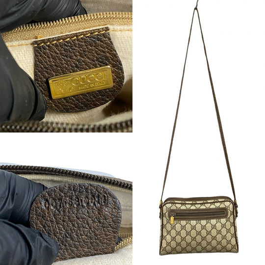 GUCCI Shoulder Bag leather Brown Old Gucci