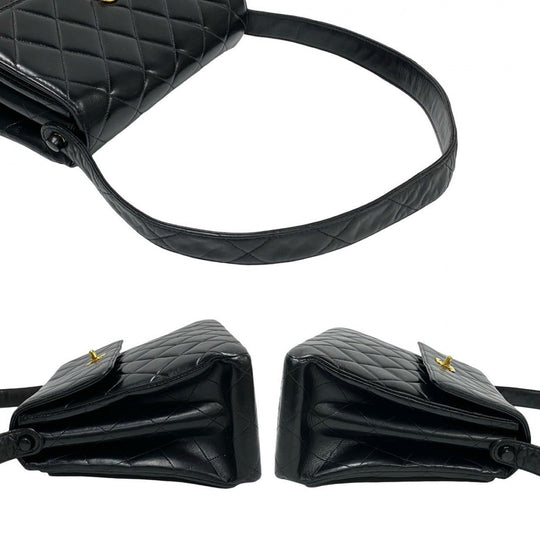 CHANEL Shoulder Bag lambskin black Matrasse