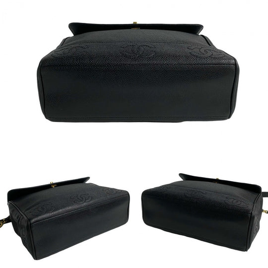 CHANEL Shoulder Bag Matt caviar skin black