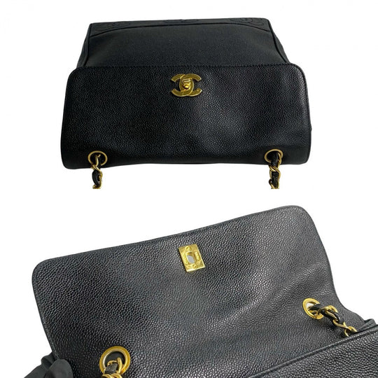 CHANEL Shoulder Bag Matt caviar skin black