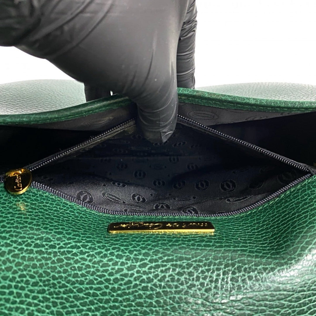 CARTIER Shoulder Bag leather khaki