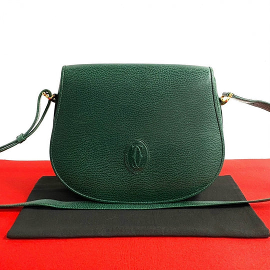 CARTIER Shoulder Bag leather khaki
