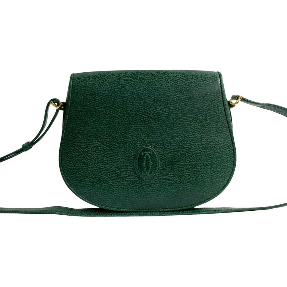 CARTIER Shoulder Bag leather khaki