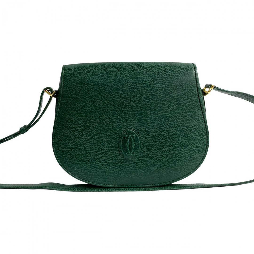 CARTIER Shoulder Bag leather khaki