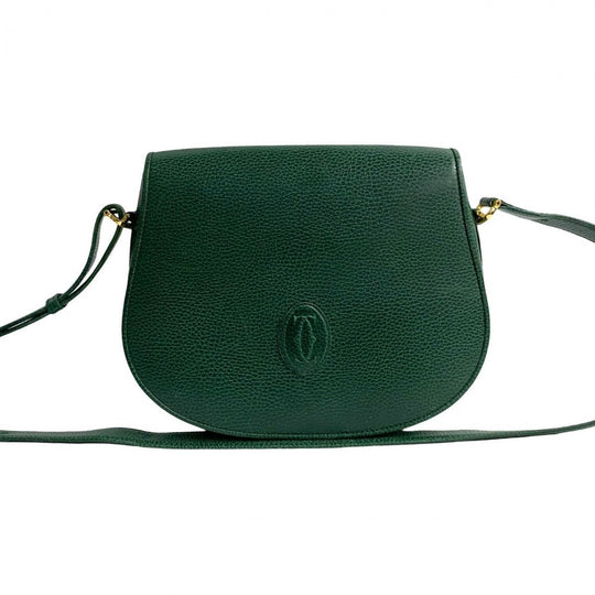 CARTIER Shoulder Bag leather khaki