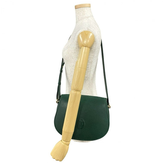 CARTIER Shoulder Bag leather khaki
