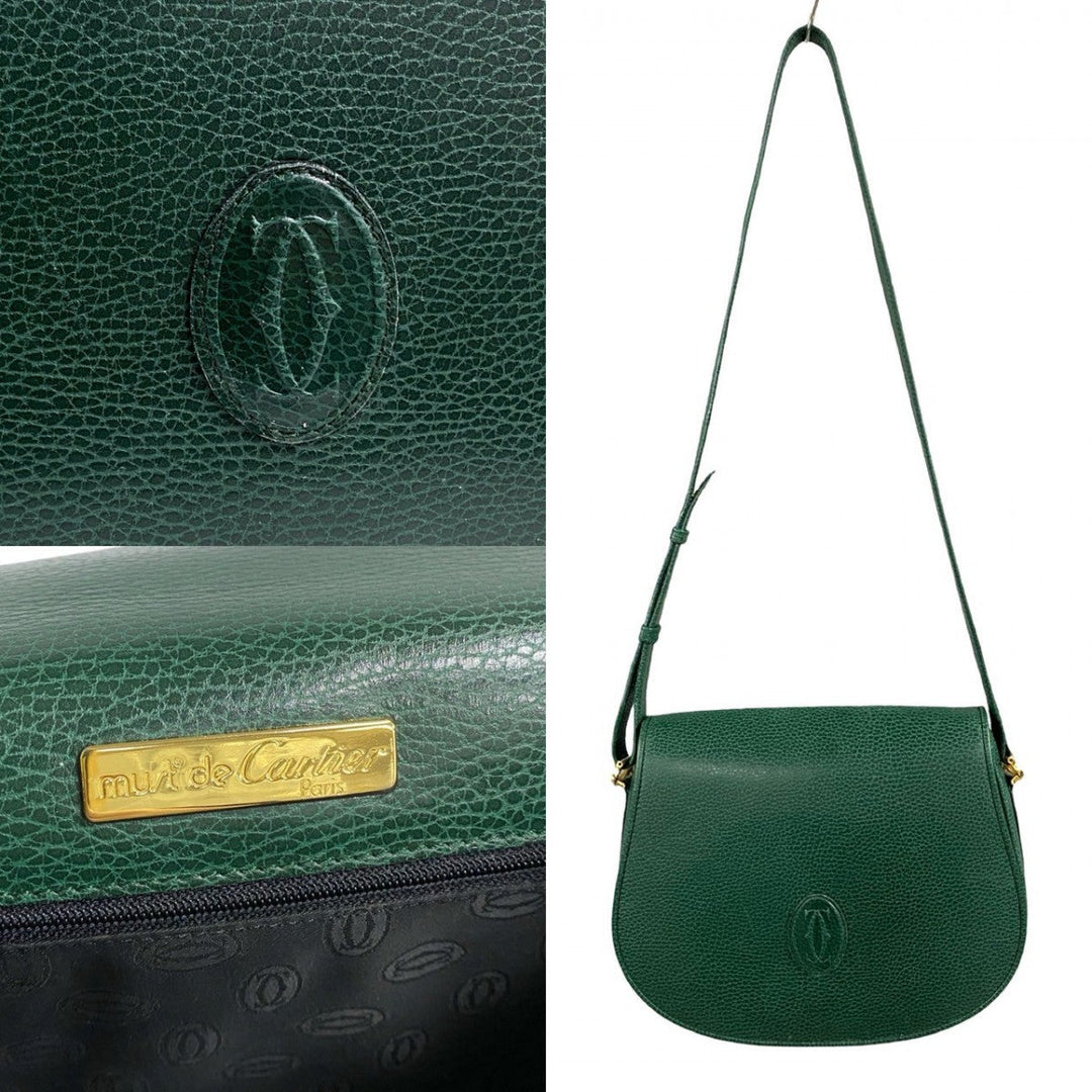 CARTIER Shoulder Bag leather khaki