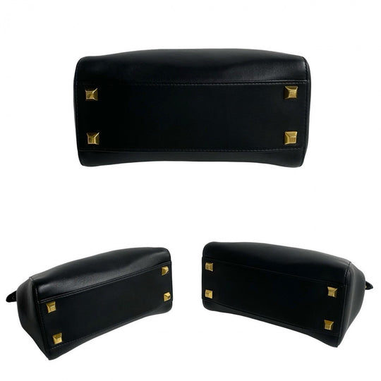 FENDI Shoulder Bag leather black Peekaboo Mini Studs