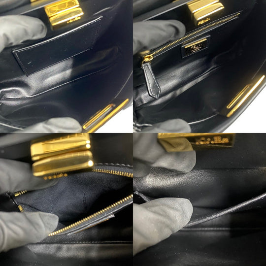 FENDI Shoulder Bag leather black Peekaboo Mini Studs