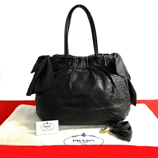 PRADA Shoulder Bag leather black