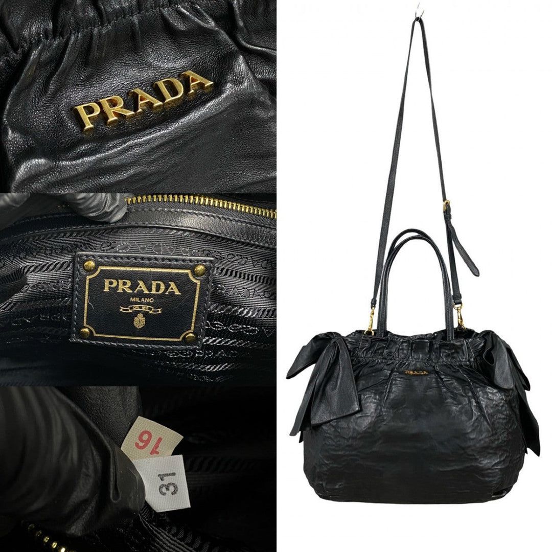PRADA Shoulder Bag leather black
