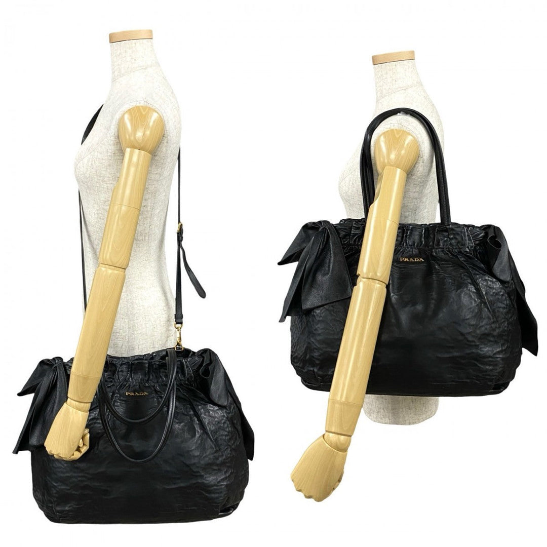 PRADA Shoulder Bag leather black