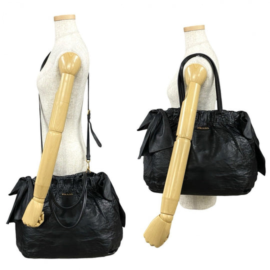 PRADA Shoulder Bag leather black