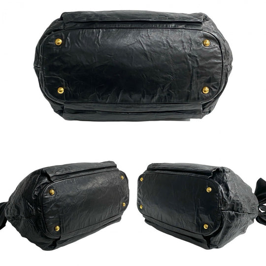 PRADA Shoulder Bag leather black