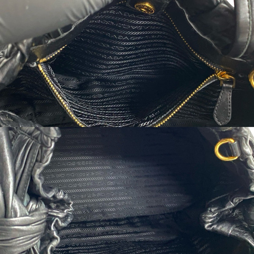 PRADA Shoulder Bag leather black
