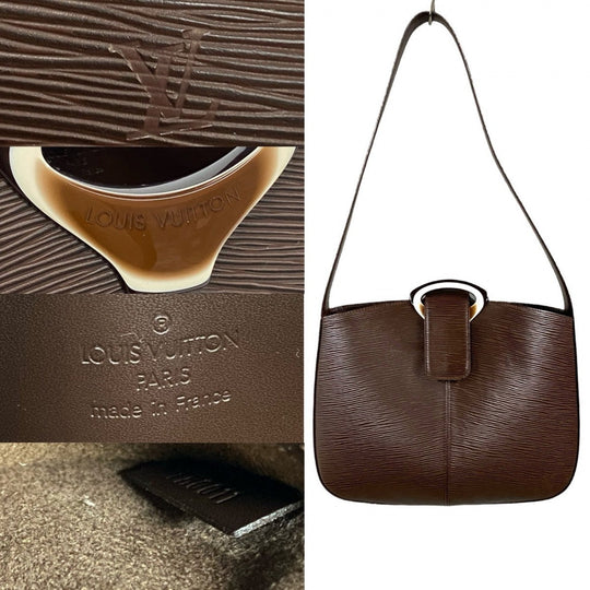 LOUIS VUITTON Shoulder Bag Epi Leather Brown Epi Lebri