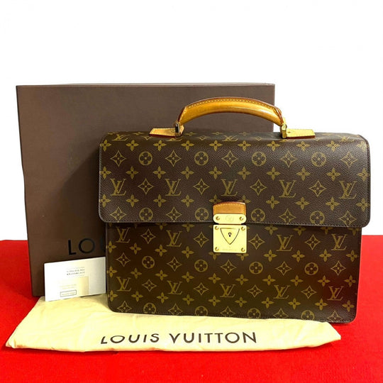 LOUIS VUITTON Business bag leather Brown Monogram Laguito