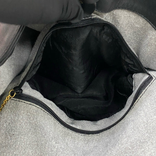 GUCCI Shoulder Bag leather black Bamboo