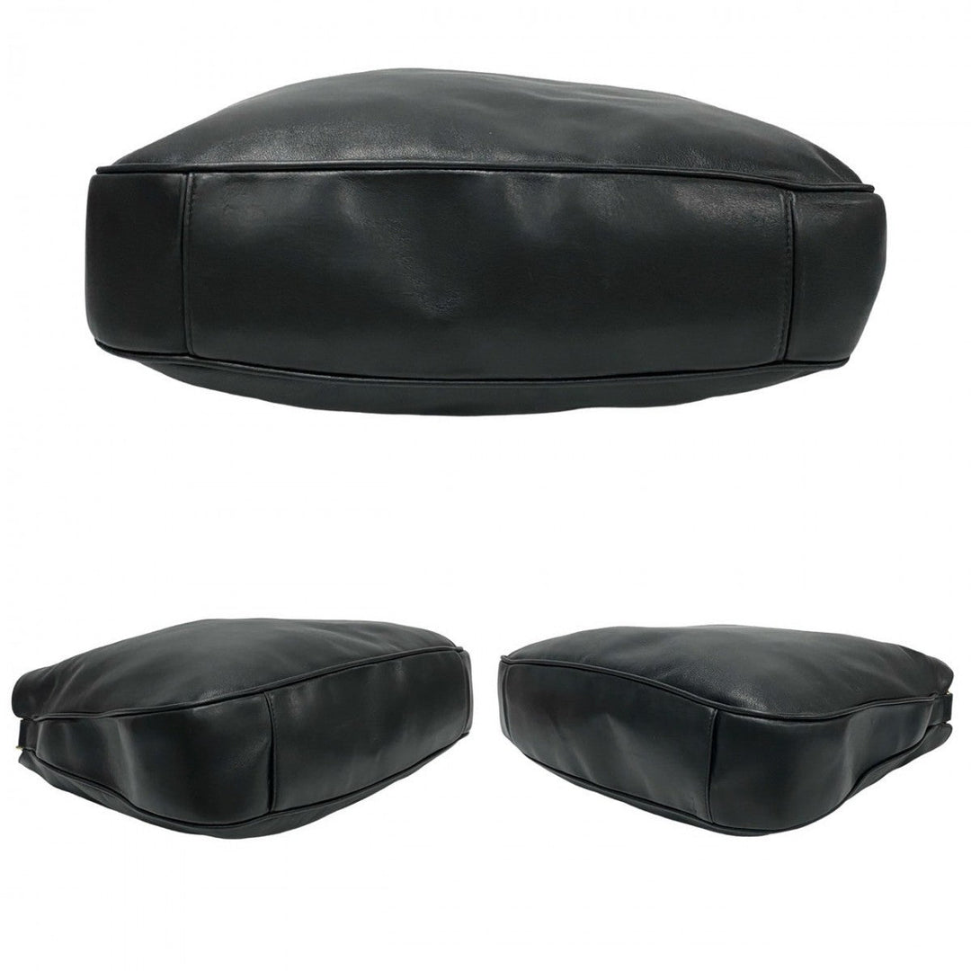 GUCCI Shoulder Bag leather black Bamboo