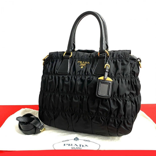 PRADA Shoulder Bag leather black