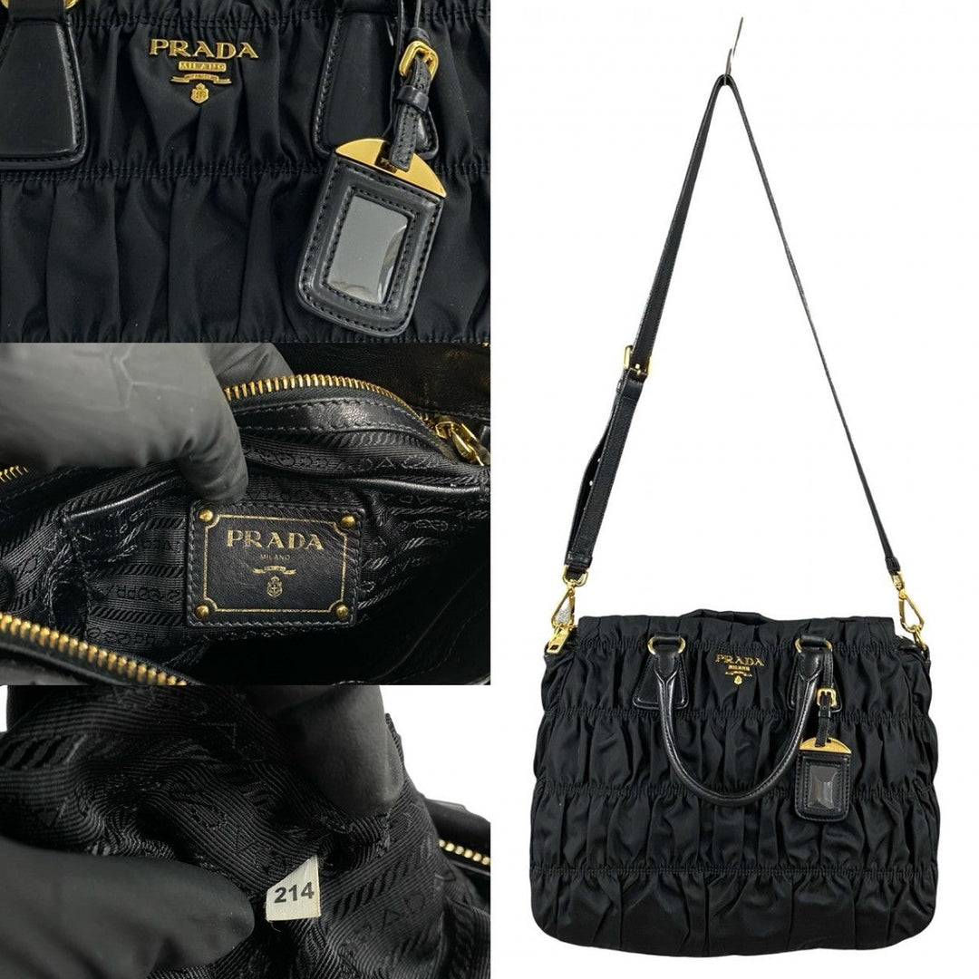PRADA Shoulder Bag leather black