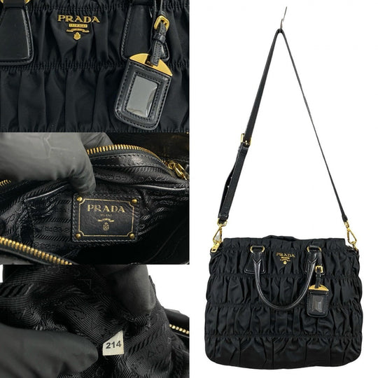 PRADA Shoulder Bag leather black