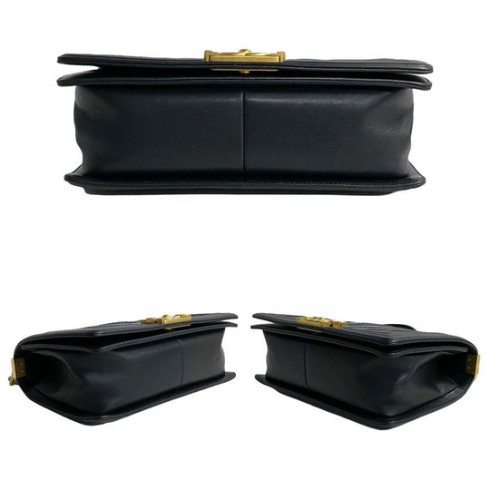 CHANEL Shoulder Bag leather black Boy chanel