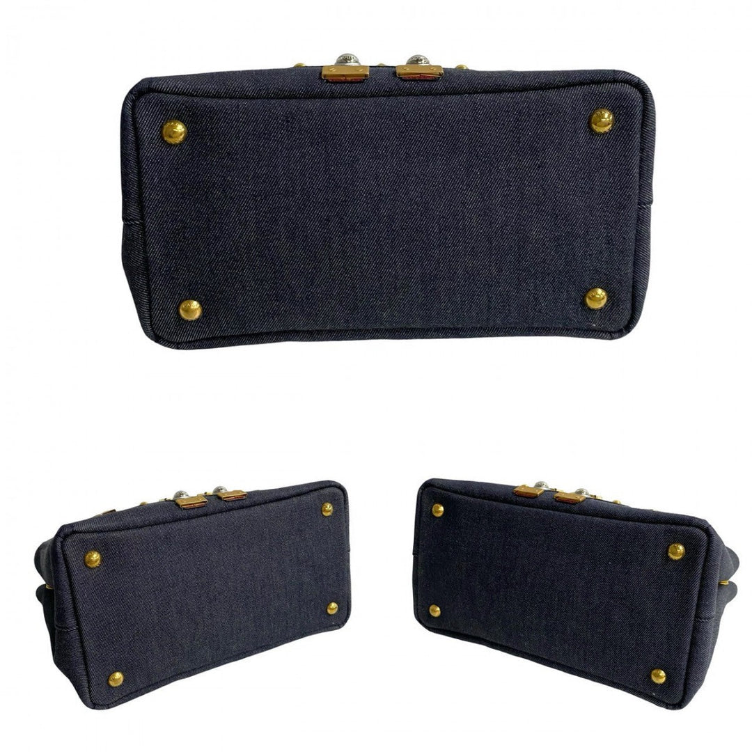 PRADA Shoulder Bag denim Navy Canapa Robot