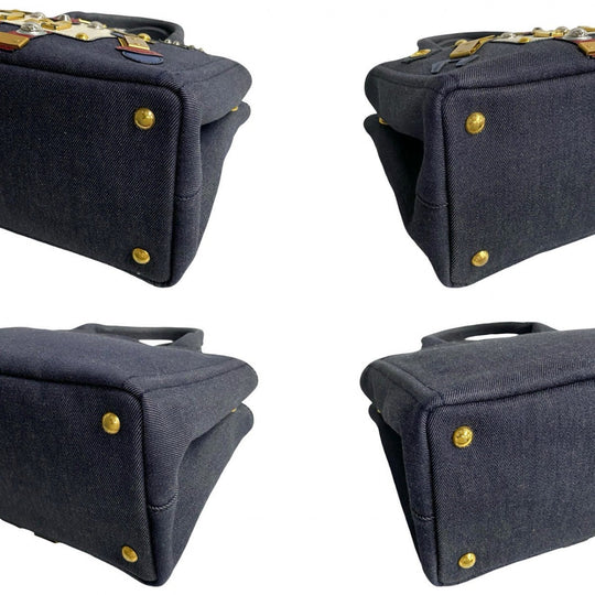 PRADA Shoulder Bag denim Navy Canapa Robot
