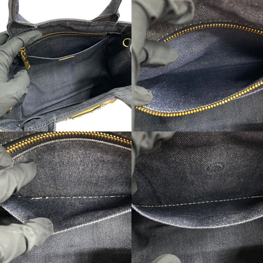 PRADA Shoulder Bag denim Navy Canapa Robot
