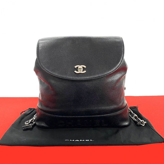 CHANEL Backpack Matt caviar skin black