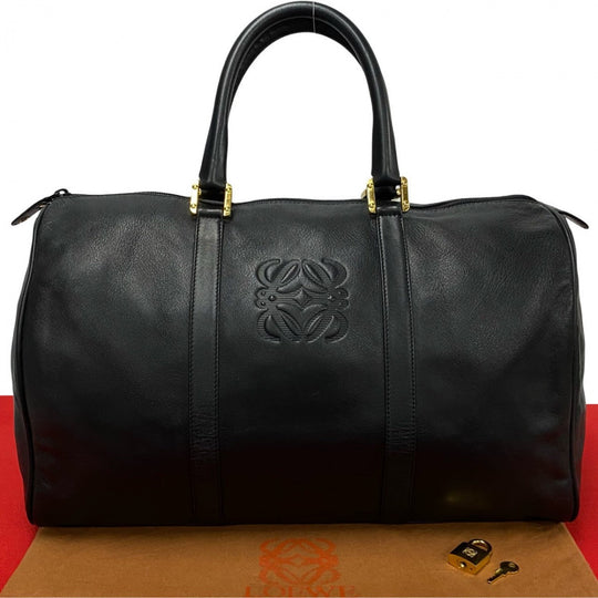 LOEWE Boston Duffel bag leather black logo anagram