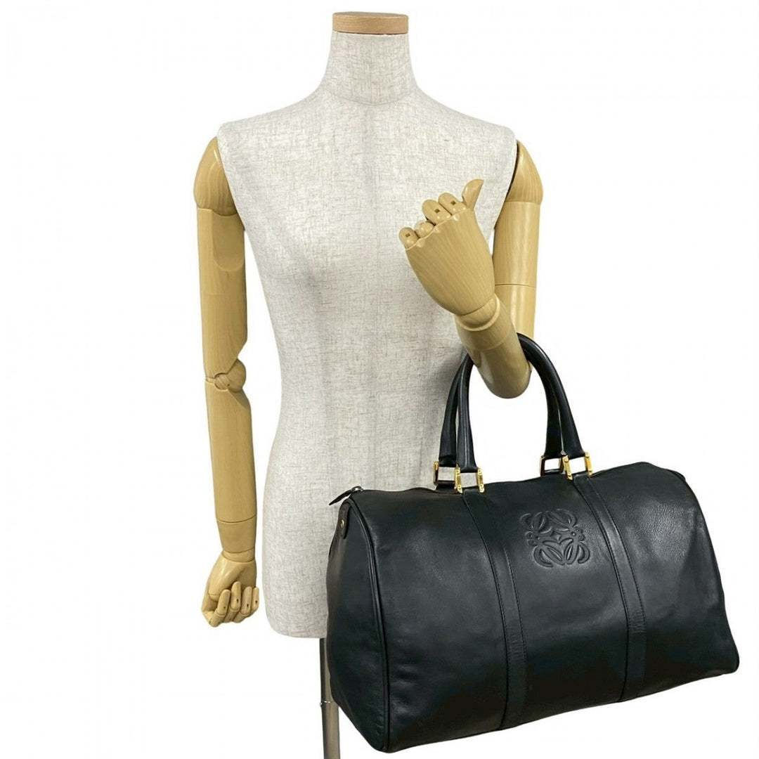 LOEWE Boston Duffel bag leather black logo anagram