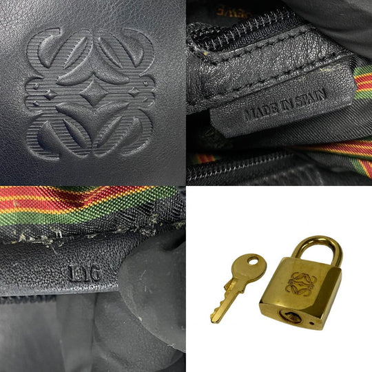 LOEWE Boston Duffel bag leather black logo anagram