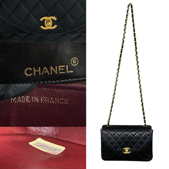 CHANEL Shoulder Bag lambskin black Matrasse