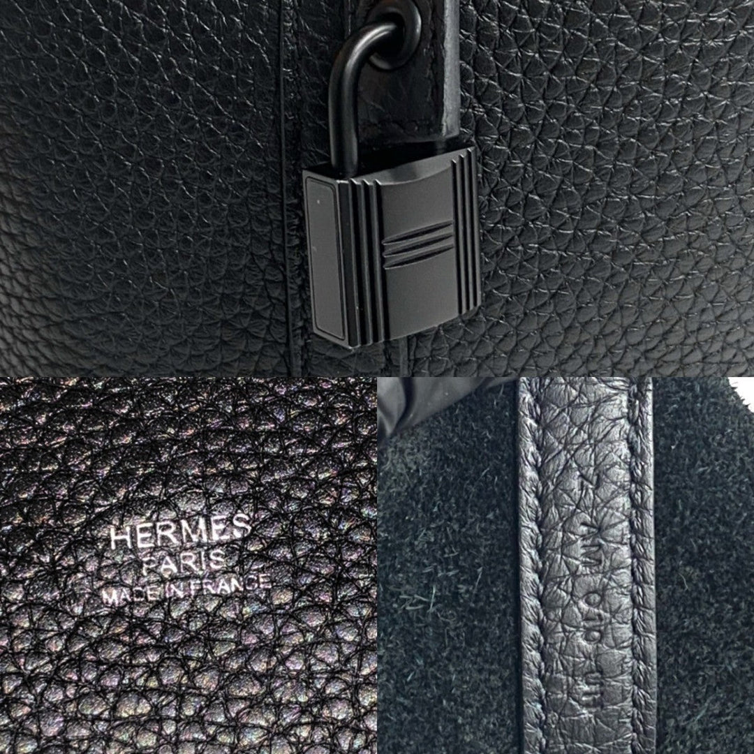 HERMES Handbag Taurillon Clemence black Picotin Lock Monochrome PM