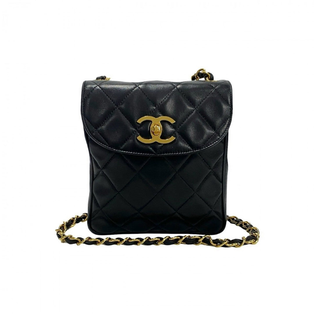 CHANEL Shoulder Bag lambskin black Matrasse