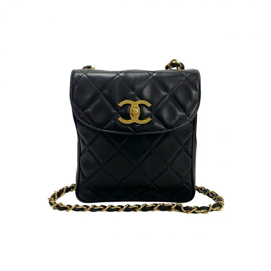 CHANEL Shoulder Bag lambskin black Matrasse