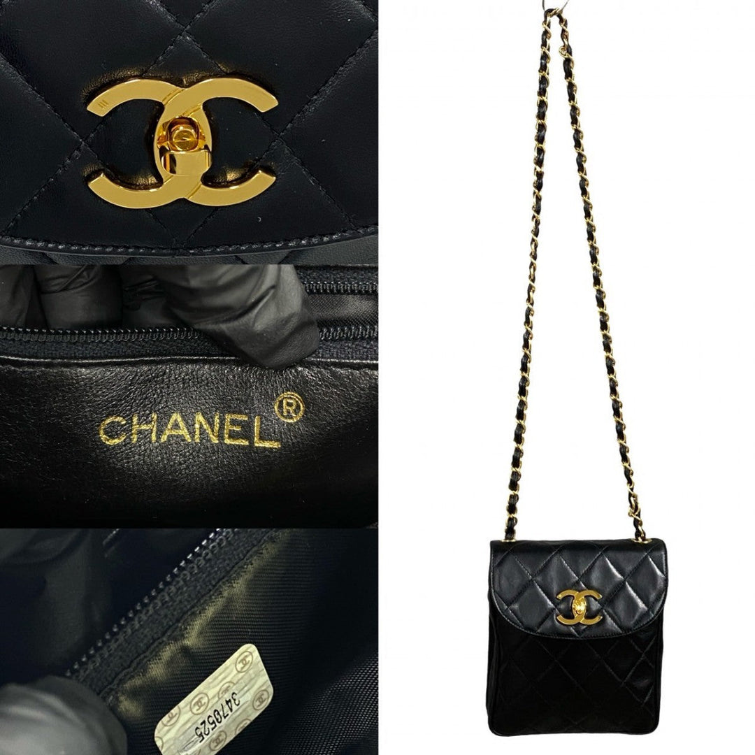 CHANEL Shoulder Bag lambskin black Matrasse