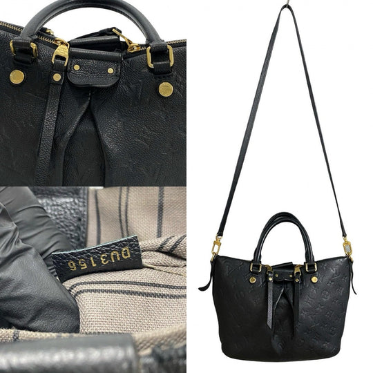 LOUIS VUITTON Shoulder Bag leather black Monogram Unplant Mazarine PM