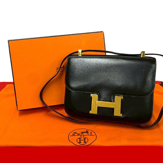 HERMES Shoulder Bag Box scarf black Constance