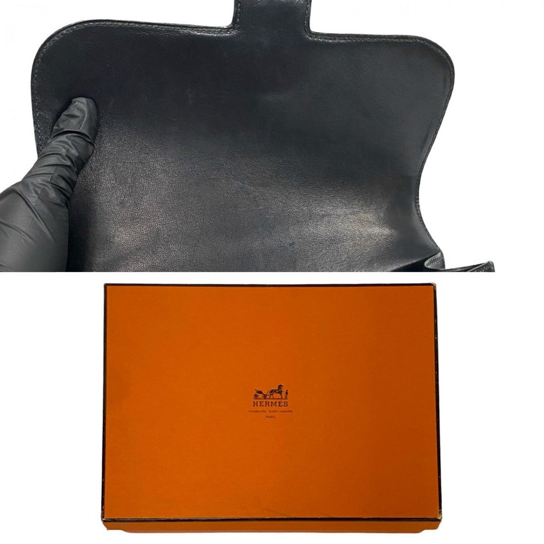 HERMES Shoulder Bag Box scarf black Constance