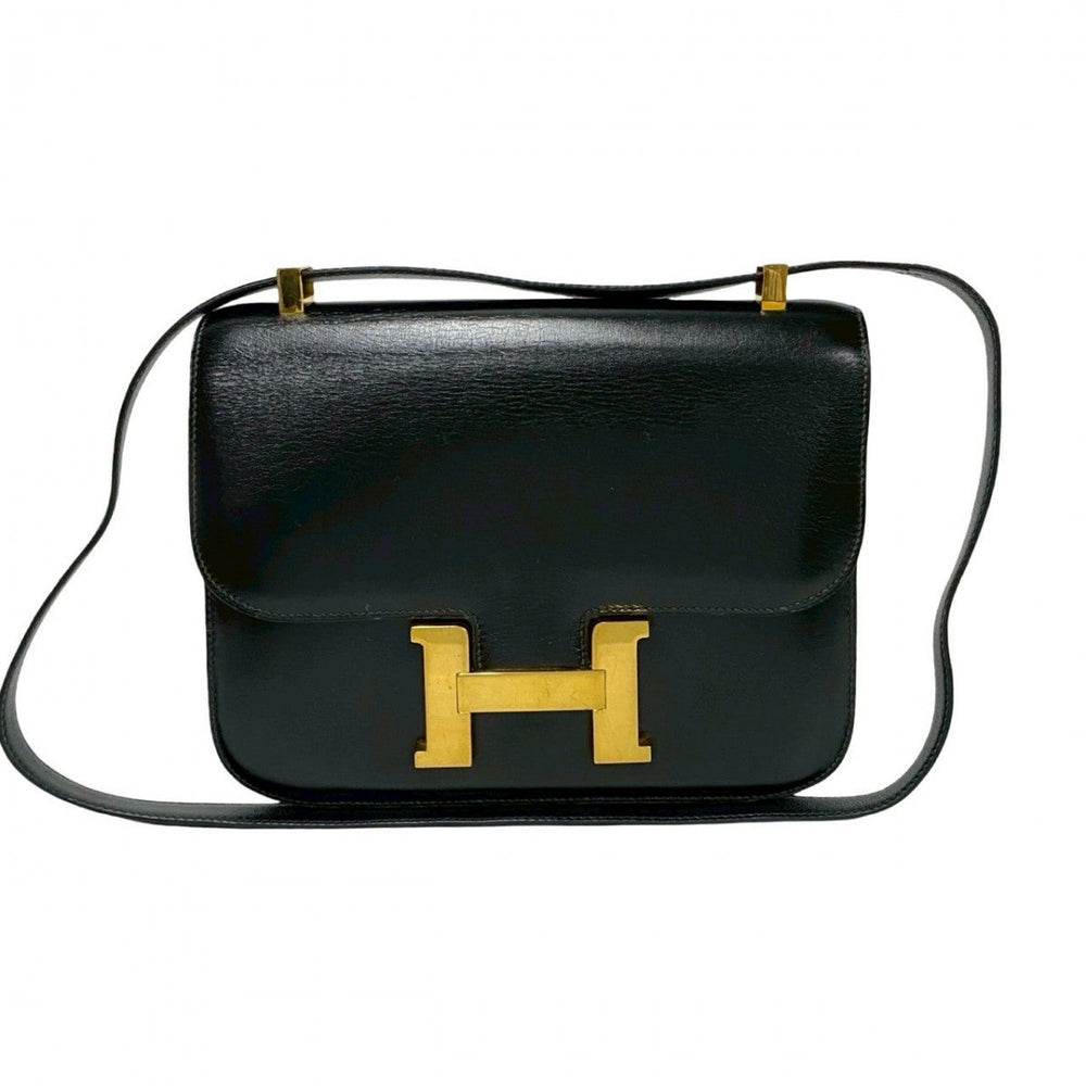 HERMES Shoulder Bag Box scarf black Constance